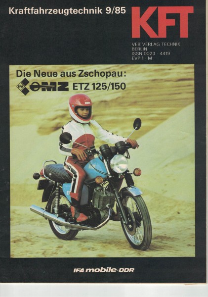 FG009921 DDR Fachzeitschrift KFT Kraftfahrzeugtechnik 9/85