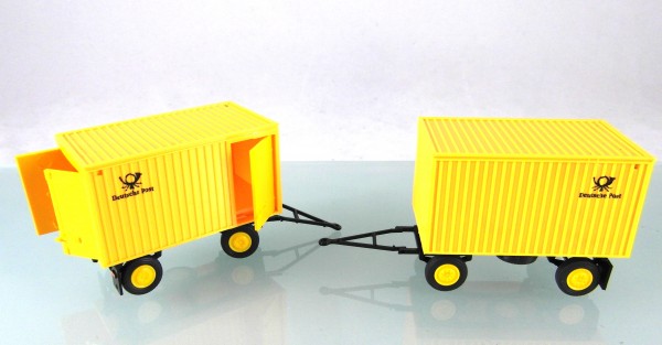 H0: 14180431 2 Stück Anhänger E5 mit Kofferaufbau Deutsche Post gelb