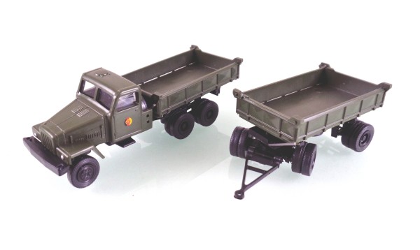 H0: 14101583 LKW IFA GS Seitenkipper mit Kippanhänger der NVA, Nationale Volksarmee der DDR