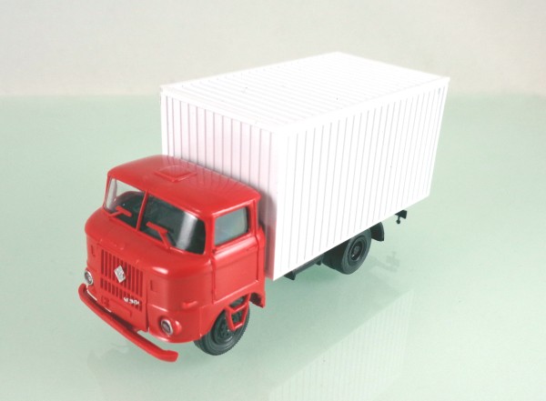 H0: 14105700rw LKW W50L Kofferaufbau (Thermokoffer) neutral, Fahrerhaus rot / Koffer weiß