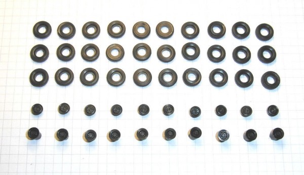 H0:Sortiment Hochdruckreifen und Felgen für Lkw W50 / G5. Felgen schwarz